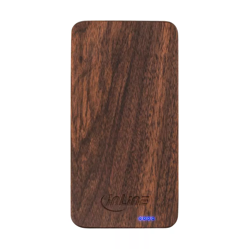 InLine woodplate, USB PowerBank 5.000mAh, with LED, walnut wood