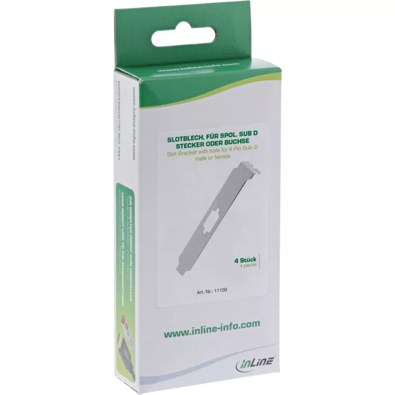 InLine Slot Bracket with hole for 9 Pin Sub-D male or female 4 pcs. InLine 11109