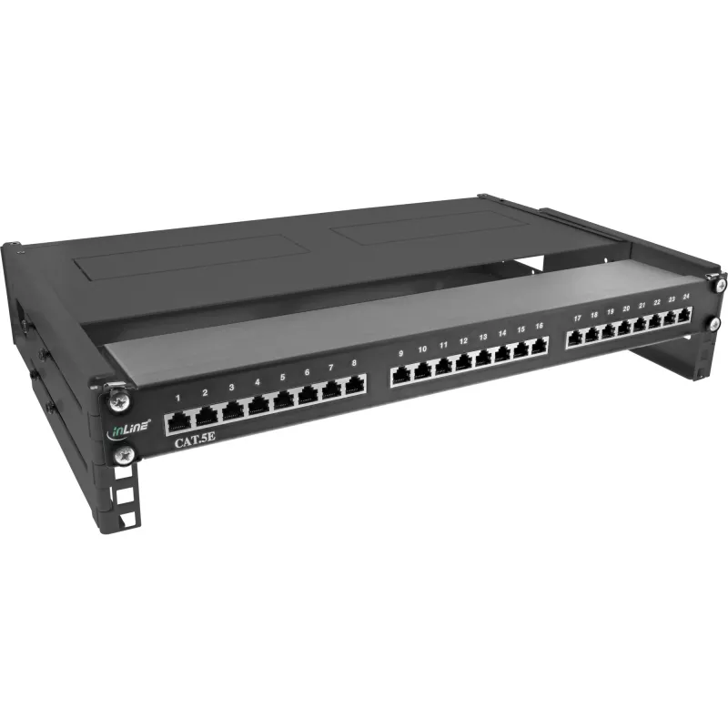 InLine 19 inch foldable rack, 2U, 24-40cm depth, with cover, black