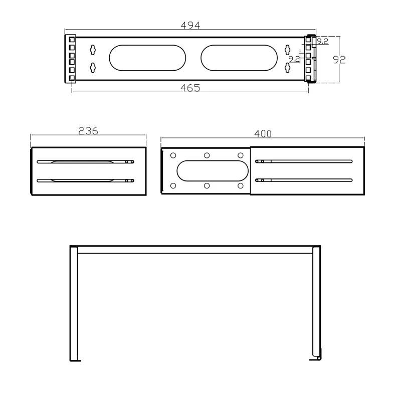 InLine 19 inch foldable rack, 2U, 24-40cm depth, grey
