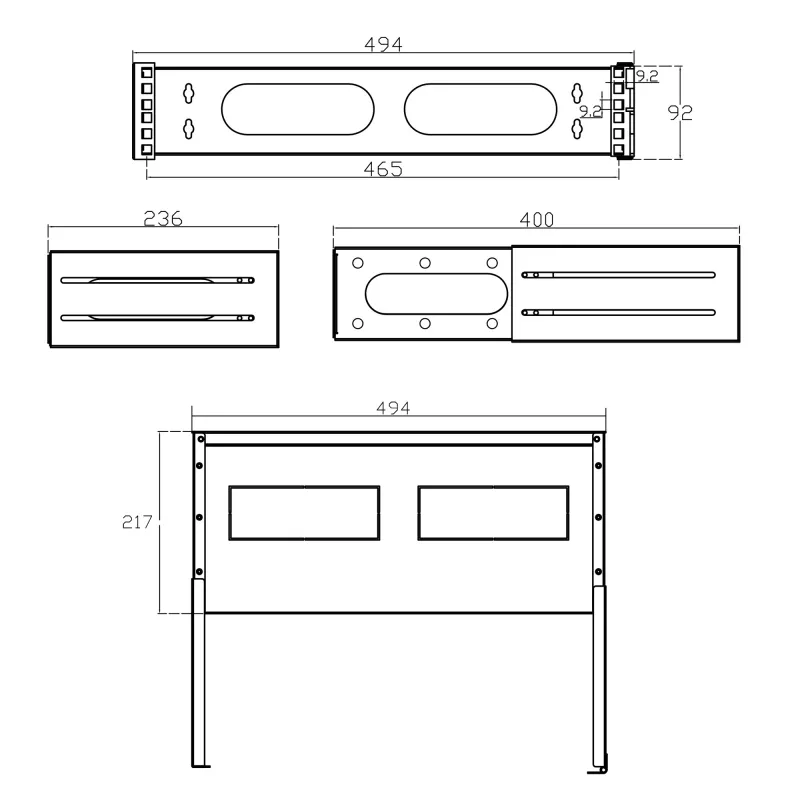 InLine 19 inch foldable rack, 2U, 24-40cm depth, with cover, grey