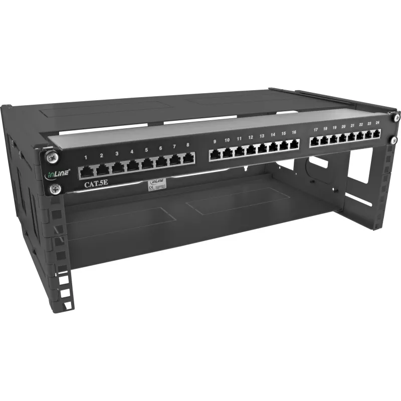 Wall mounted rack InLine 19 inch foldable rack 4U 24-40cm depth black