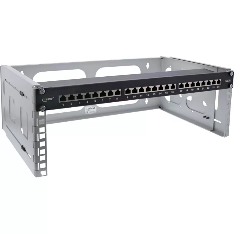 Wall mounted rack InLine 19 inch 4U 24-40cm depth grey
