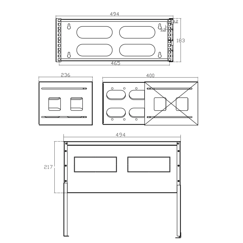 InLine 19 inch foldable rack, 4U, 24-40cm depth, with cover, grey