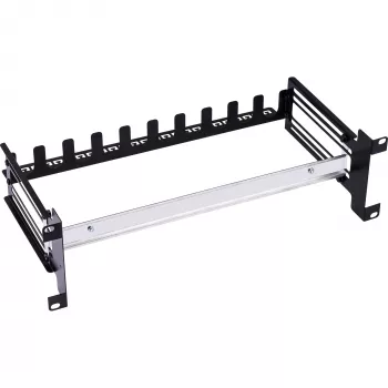 InLine 19106A 19 inch 3U Circuit Breaker Panel with Depth-Adjustable Top-Hat Rail, Steel, Black