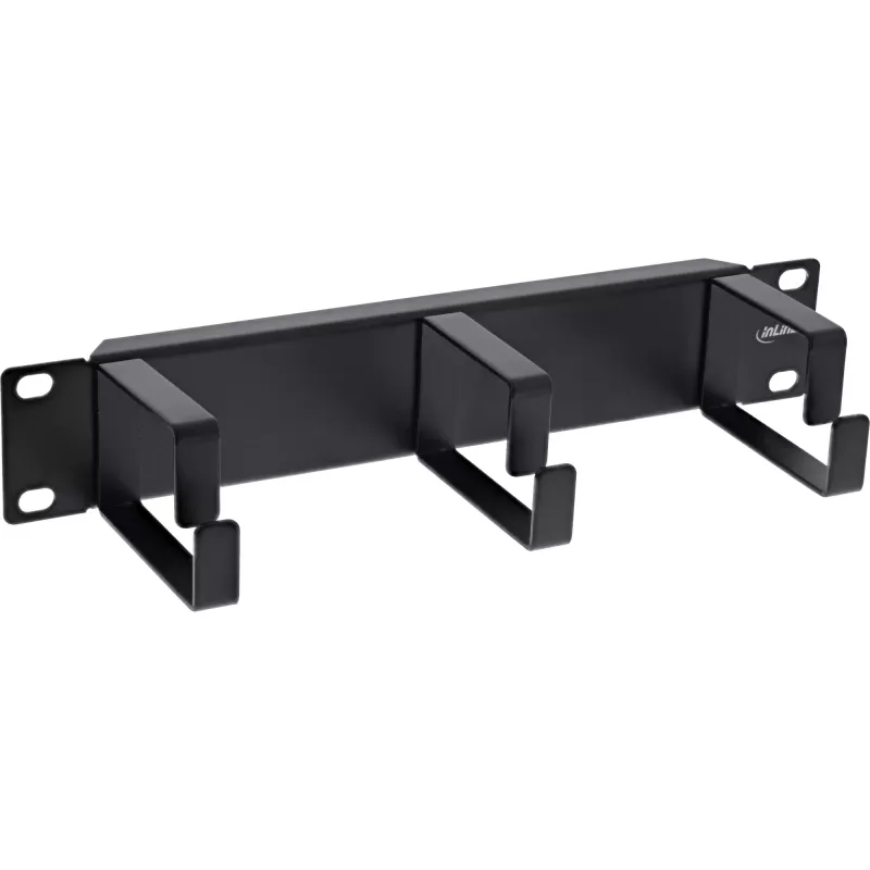InLine 10 inch cable management panel, 3 brackets, RAL 9005, black