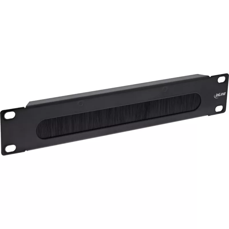 InLine 10 inch cable entry plate with brush, 1U, RAL 9005 black