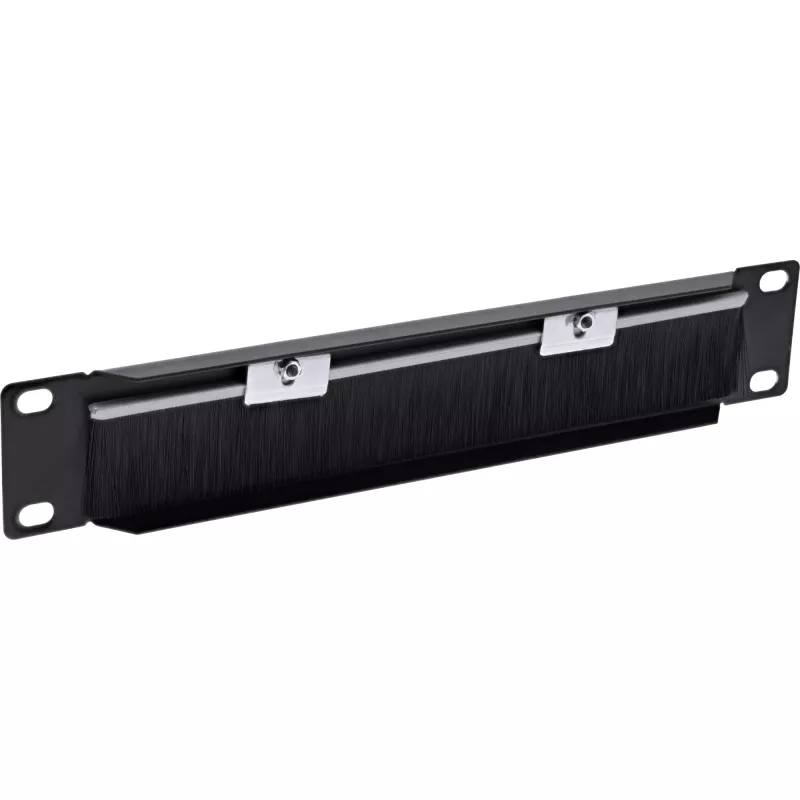 InLine 10 inch cable entry plate with brush, 1U, RAL 9005 black
