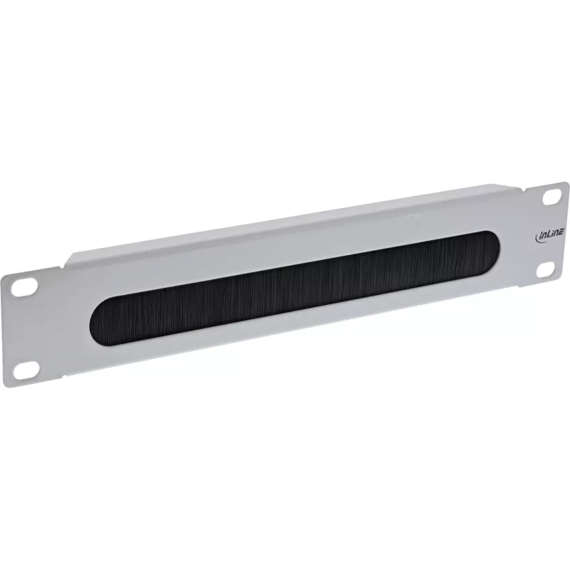 InLine 10 inch cable entry plate with brush, 1U, RAL 7035 grey