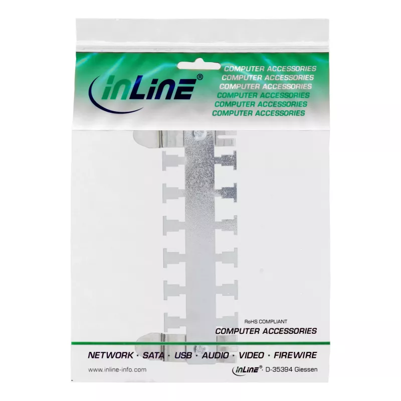 InLine Cable Guide Rail for TS35 Top-Hat Rail, Stainless Steel, 122 mm, 6 Double Anchors