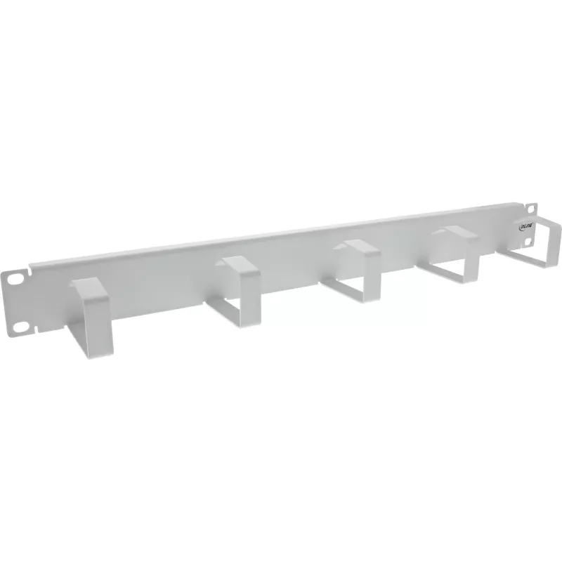 InLine 19 inch Cable management panel, 5 small brackets, RAL7035, grey