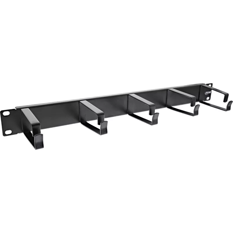 InLine 19 inch 1U Cable Management Panel with 5 Large Brackets, Black RAL9005