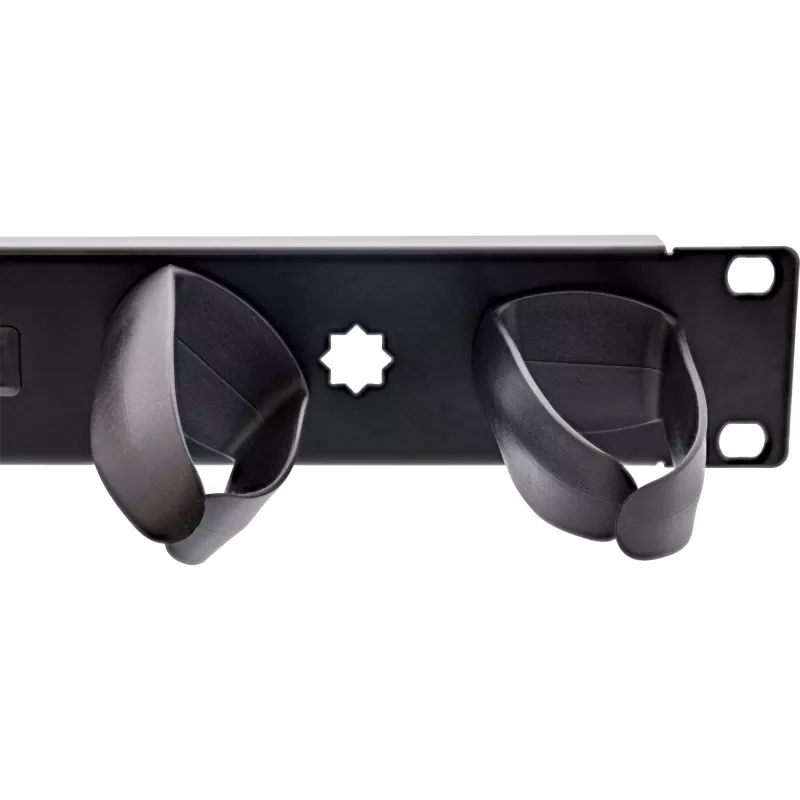 InLine 19 inch cable management panel, 9 plastic brackets removable, RAL9005 black
