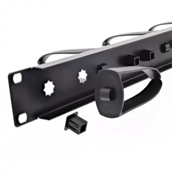 InLine 19 inch cable management panel, 5 plastic brackets removable, RAL 9005 black