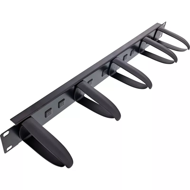 InLine 19 inch cable management panel, 5 plastic brackets removable, RAL 9005 black