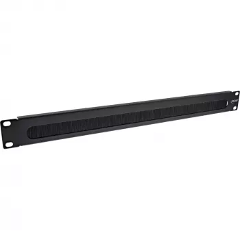 InLine 19 inch Cable entry plate with brush, 1U, RAL 9005 black