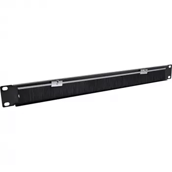 InLine 19 inch Cable entry plate with brush, 1U, RAL 9005 black