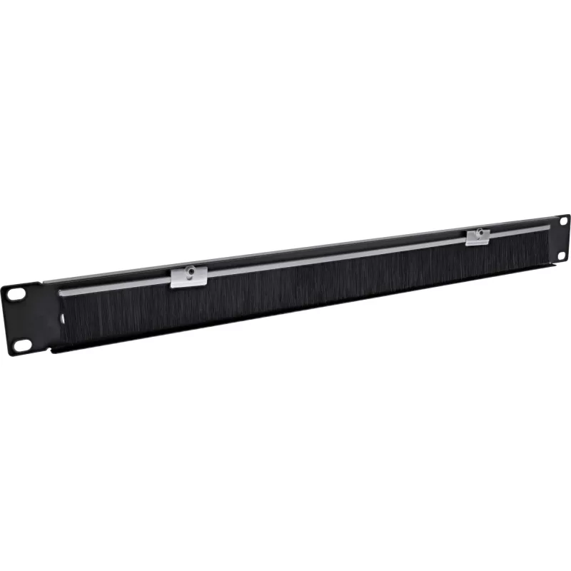 InLine 19 inch Cable entry plate with brush, 1U, RAL 9005 black