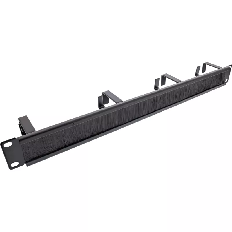 Cable management panel InLine 19111L 1U Black 19 inch with brush insert