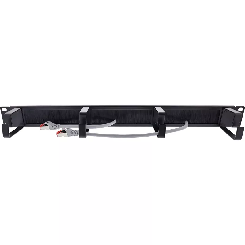 Cable management panel InLine 19111L 1U Black 19 inch with brush insert
