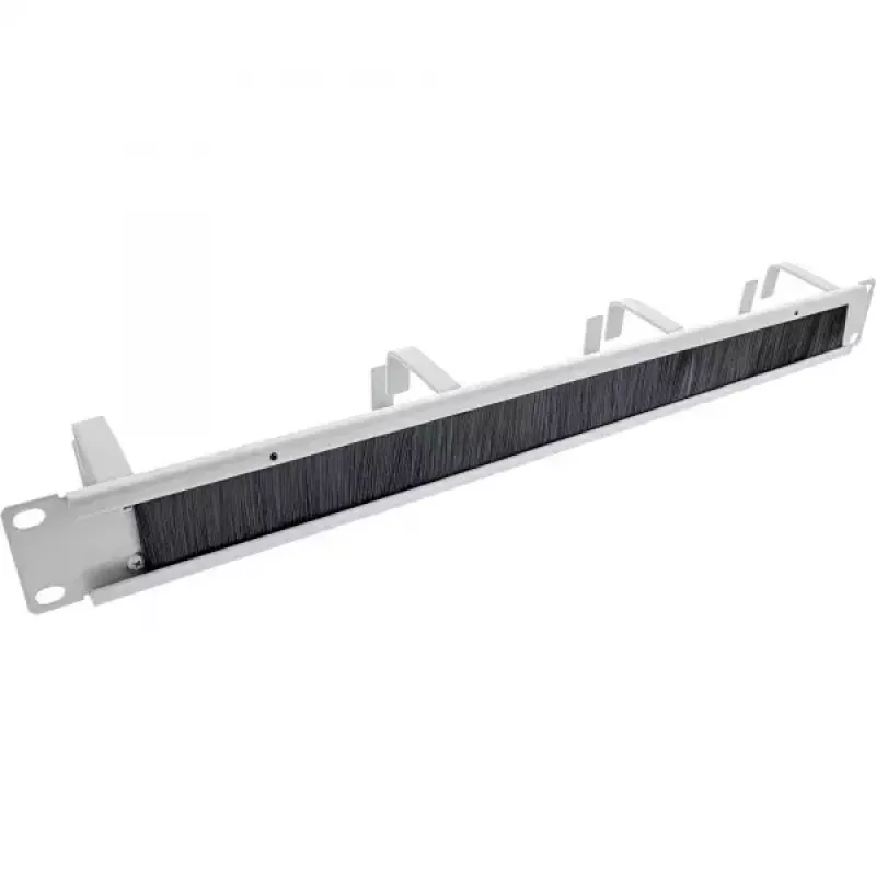 InLine 19 inch cable entry plates with brush insert and 4 brackets, 1U, RAL 7035