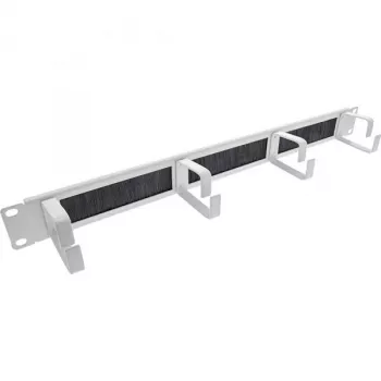 InLine 19 inch cable entry plates with brush insert and 4 brackets, 1U, RAL 7035