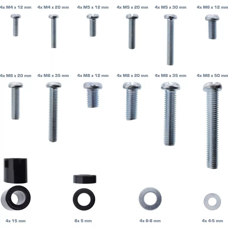 InLine Screw set 68 pieces for TV wall mount, Mounting kit, Wall, Zinc, 68 pc(s), 100 mm, 150 mm