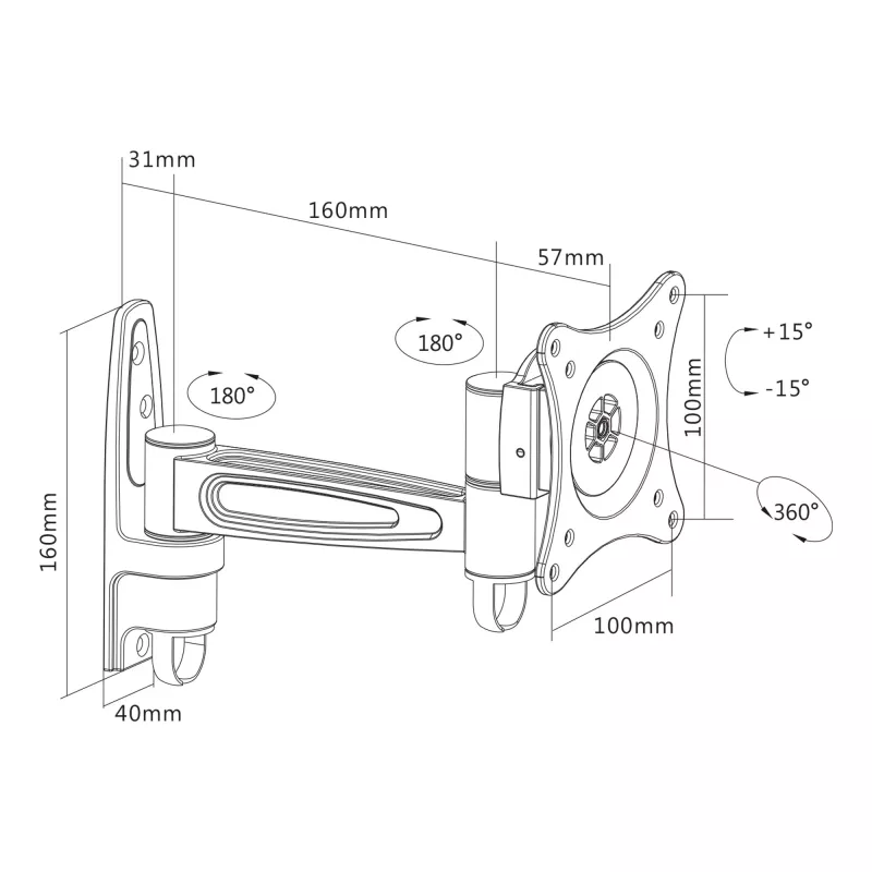 Wall mount InLine 23106D for monitors up to 27 inches