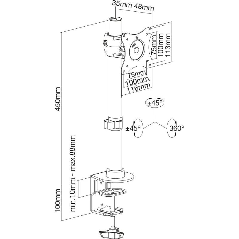 InLine Desk Bracket for TV / LED / TFT Display up to 69cm 27 inch max. 10kg