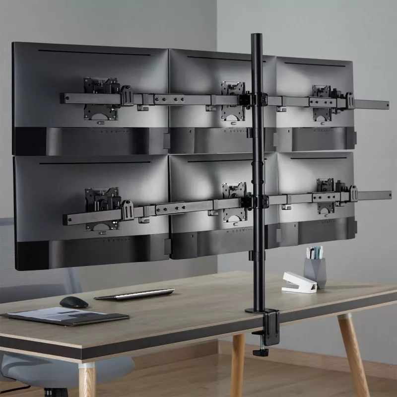 InLine Desk Bracket for 6x TV / LED / TFT Display up to 81cm 32 inch max. 7kg black