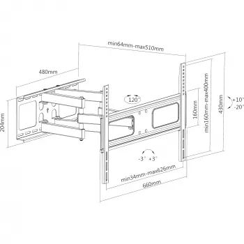 InLine Wall Bracket for Display 94-178cm 37-70 inch max. 50kg
