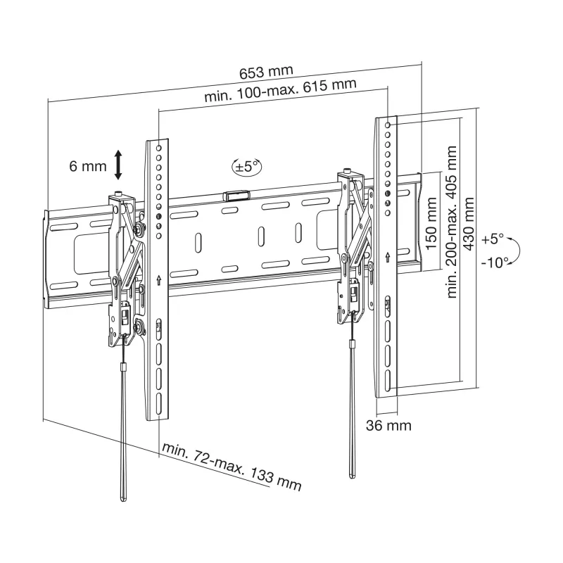 InLine Heavy-duty wall mount, tiltable, for flat screen TV (37-80 inch), max. 75kg