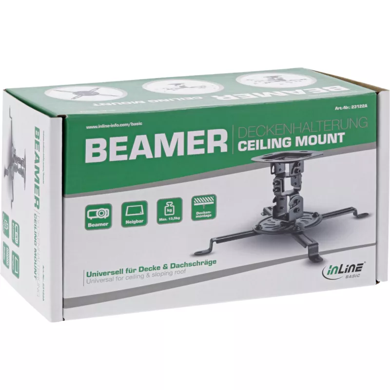 InLine Basic projector ceiling mount, 15cm, max. 13.5kg