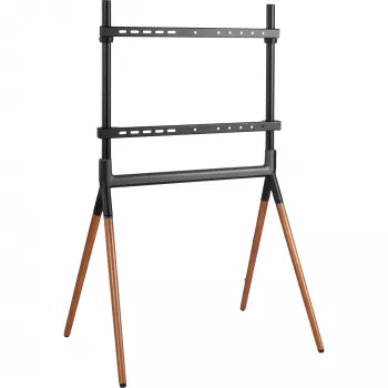 INLINE Woodstand Studio TV Stand for 49-70 inch Displays, Walnut Wood & Metal Frame, 40kg Capacity, VESA up to 600x400, Cable Management, Floor Stand