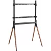 INLINE Woodstand Studio TV Stand for 49-70 inch Displays, Walnut Wood & Metal Frame, 40kg Capacity, VESA up to 600x400, Cable Management, Floor Stand