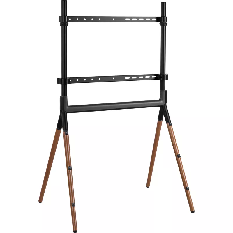 INLINE Woodstand Studio TV Stand for 49-70 inch Displays, Walnut Wood & Metal Frame, 40kg Capacity, VESA up to 600x400, Cable Management, Floor Stand