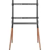 INLINE Woodstand Studio TV Stand for 49-70 inch Displays, Walnut Wood & Metal Frame, 40kg Capacity, VESA up to 600x400, Cable Management, Floor Stand