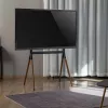 INLINE Woodstand Studio TV Stand for 49-70 inch Displays, Walnut Wood & Metal Frame, 40kg Capacity, VESA up to 600x400, Cable Management, Floor Stand