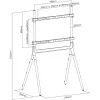 INLINE Woodstand Studio TV Stand for 49-70 inch Displays, Walnut Wood & Metal Frame, 40kg Capacity, VESA up to 600x400, Cable Management, Floor Stand