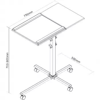 InLine Trolley for Notebook and Projector, Height 70-90cm, Steel, Black