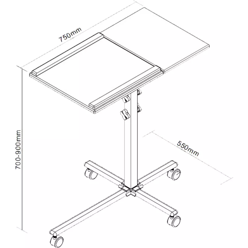 InLine Trolley for Notebook and Projector, Height 70-90cm, Steel, Black