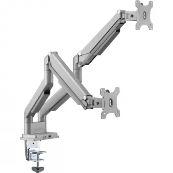 InLine desk mount w/ lift and USB/Audio, 2 monitors up to 81cm (32 inch) 9kg,silver