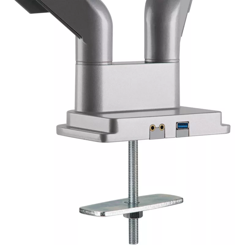 InLine desk mount w/ lift and USB/Audio, 2 monitors up to 81cm (32 inch) 9kg,silver