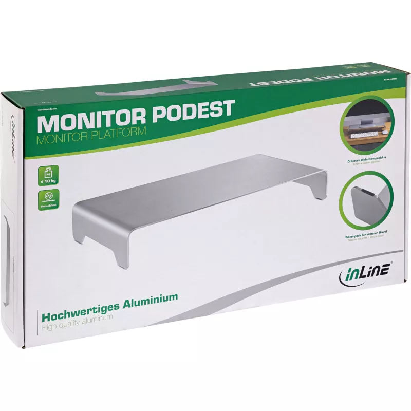 InLine Monitor Platform Aluminium 63mm max. 10kg Freestanding Silver 23175A