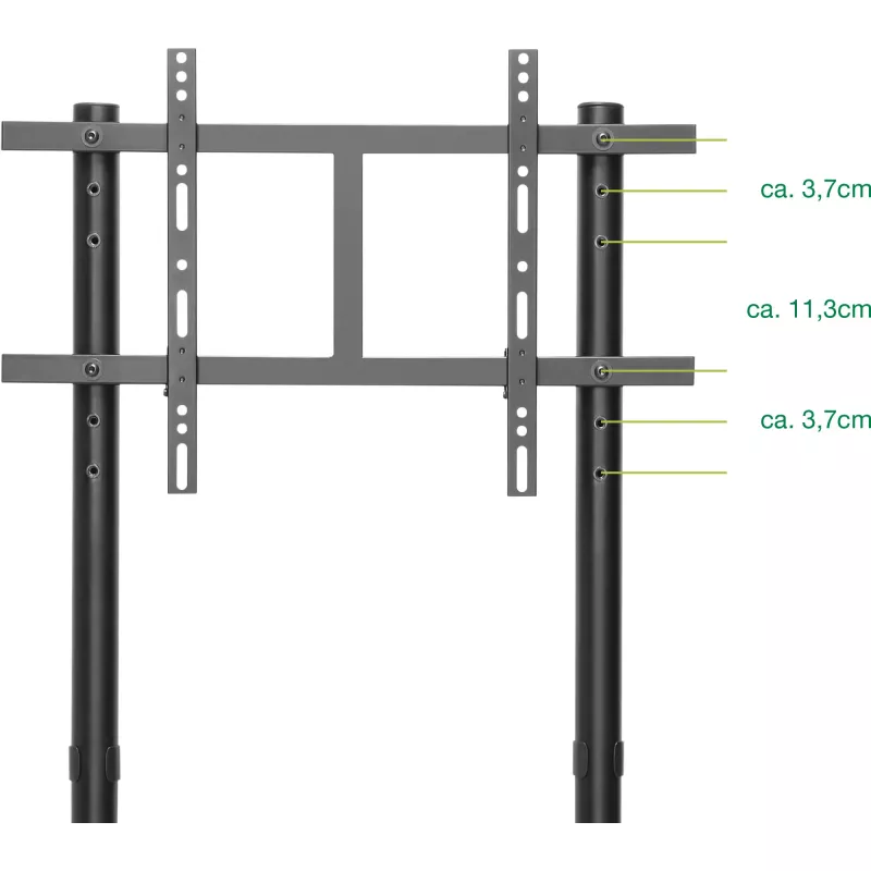INLINE 23177A Mobile TV Cart for 37-80 inch LED TVs, 80 kg Load, Black