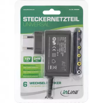 InLine Universal power supply, 12V / 24W with 6 exchangeable plugs
