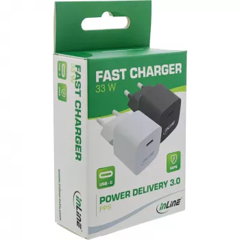 InLine USB Charger Single USB-C, Power Delivery, PPS, 33W, black