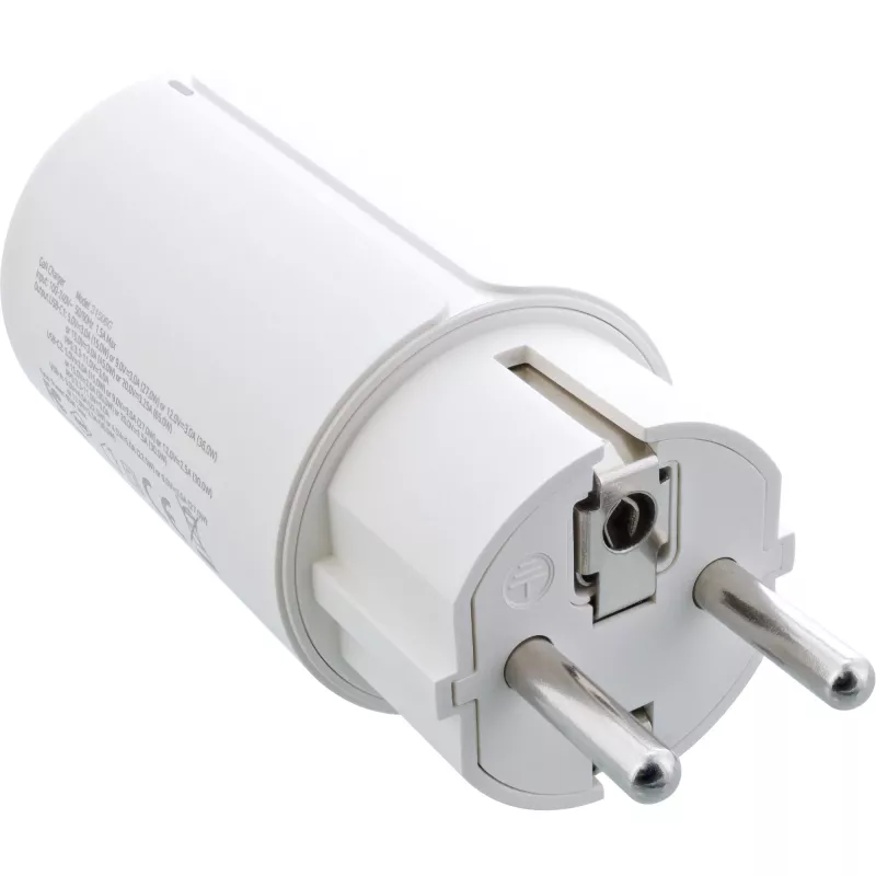 InLine USB PD power supply, GaN charger, 3-port, Dual USB-C + USB-A, 65W, white