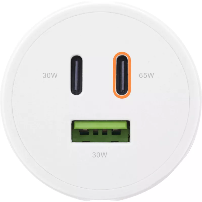 InLine USB PD power supply, GaN charger, 3-port, Dual USB-C + USB-A, 65W, white