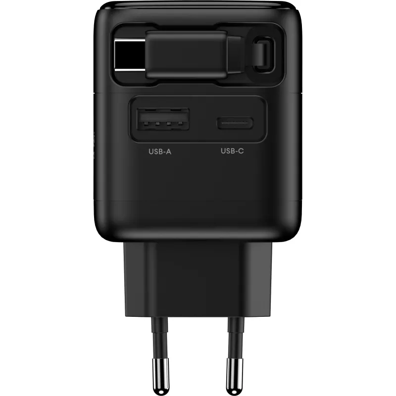 InLine USB power supply, 70W, GaN, USB-C PD + USB-A QC, cable 60cm, black